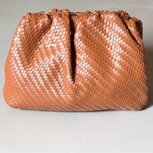 ANTHROPOLOGIE Frankie Clutch Woven Vegan Leather Cloud Crossbody Dumpling Bag